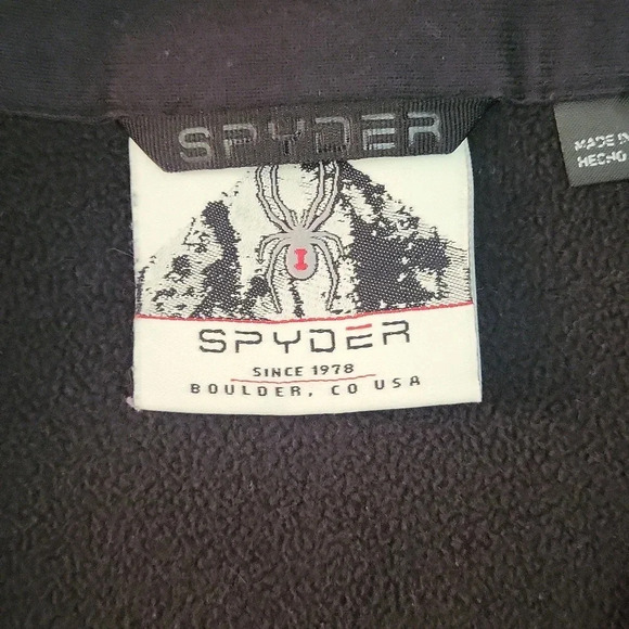 🛍Spyder Grey Black Half Zip Long‎ Sleeve Fleece Lined Pullover Mens Medium - Picture 3 of 11